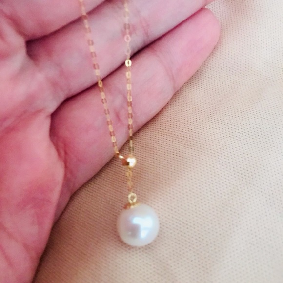 Real 18K Gold Freshwater Pearl Necklace - Picture 2 of 7